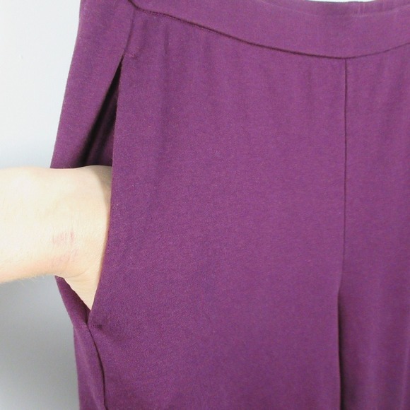Eileen Fisher Tencel Blend Knit Pants Women L Purple Stretch Lounge Casual 362 - Picture 5 of 14